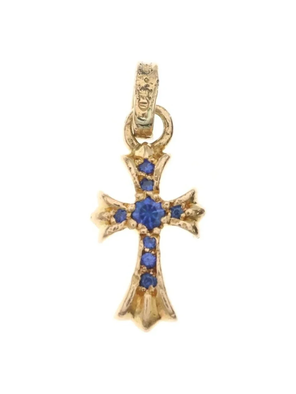Chrome Hearts 22k Cross Baby Fat P Sap B Babyfat Pave Blue Sapphire Charm Gold